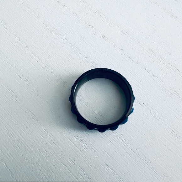 New! Blue & Black Rotating Stainless Steel Fidget Anxiety Ring Size 10 - Picture 6 of 8